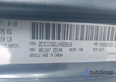 2018 Dodge Challenger Gt Awd z USA, uszkodzony, nr VIN 2C3CDZGG1JH322818